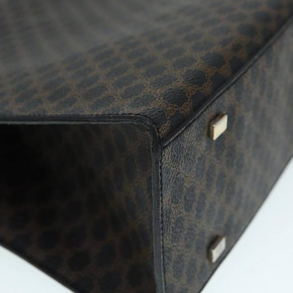 CELINE Macadam Canvas Hand Bag PVC Leather 2way Brown Black Auth 87641A - Picture 14 of 16